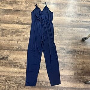 Chic Comfy Navy Sleeveless Jumpsuit